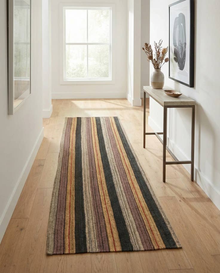 Detail image of 2' 8 x 9' 4 Hand Woven Kilim Modern Wool Runner Rug