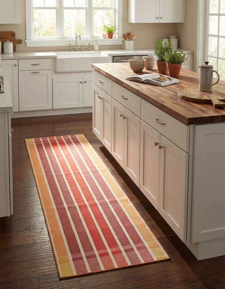Detail image of 2' 7 x 10'  Washable Striped Indoor / Outdoor Runner Rug