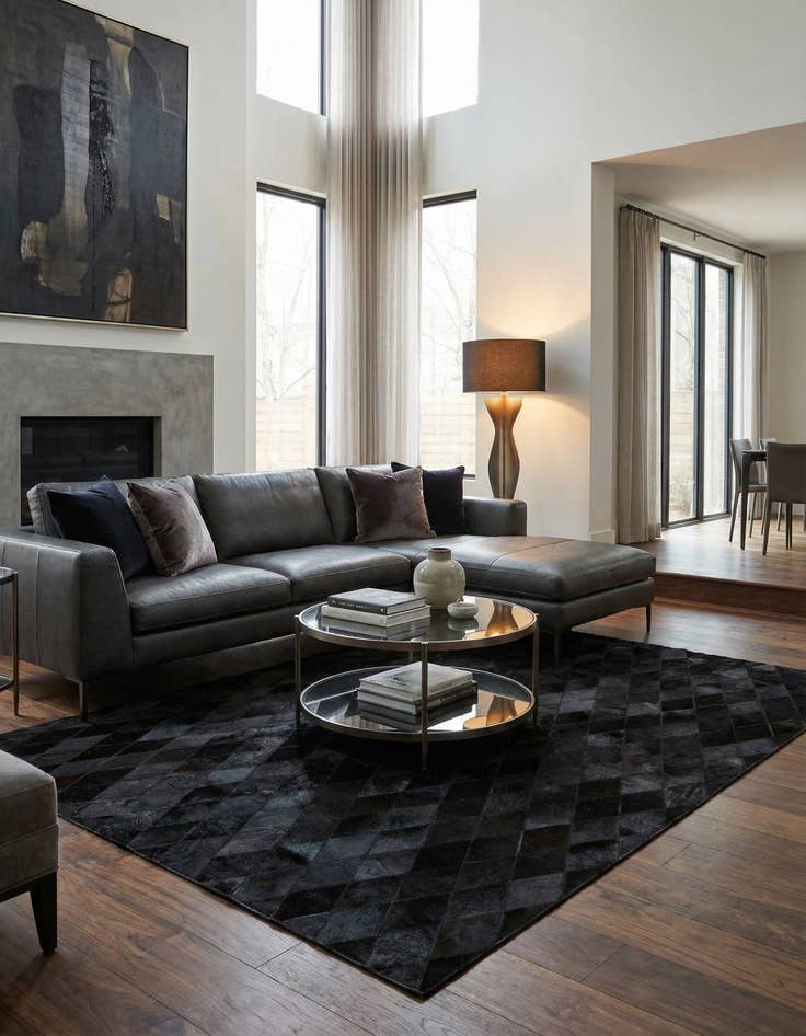 Detail image of 4' 7 x 6' 7 Cowhide Stocks Rug