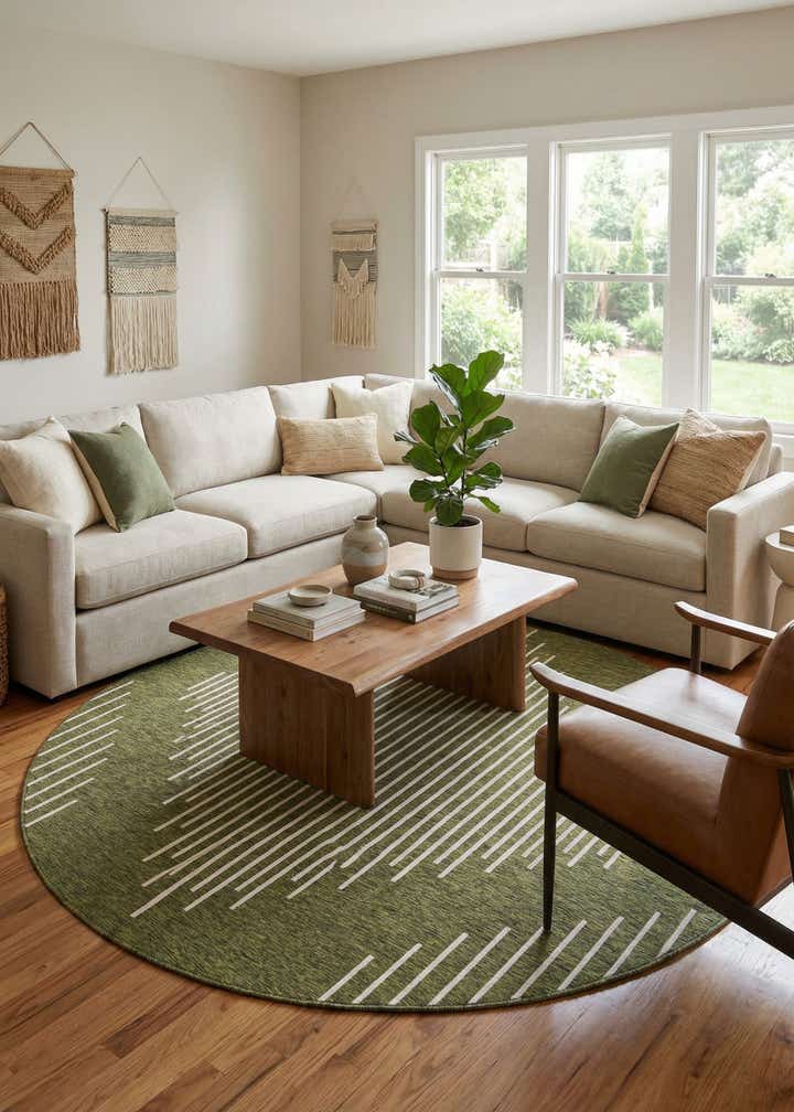10' 8 x 10' 8 Easy-Clean Modern Indoor / Outdoor Round Rug