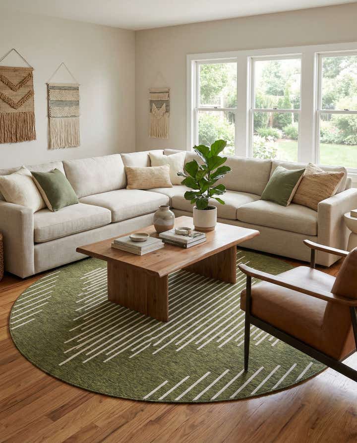 10' 8 x 10' 8 Easy-Clean Modern Indoor / Outdoor Round Rug