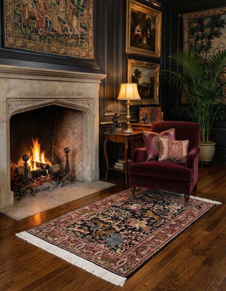 Detail image of 3' 1 x 5'  Hand Knotted Kashmir Oriental Rug