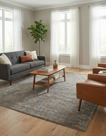 Gray and Gold Vogue Geo Square Rug