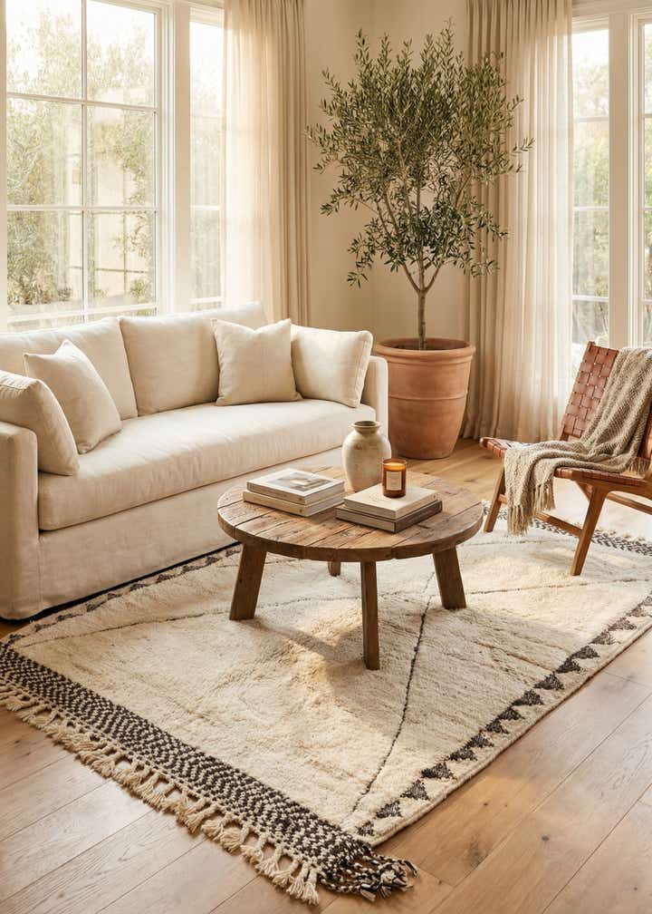 5' 7 x 8' 4 Hand Knotted Moroccan Wool Rug