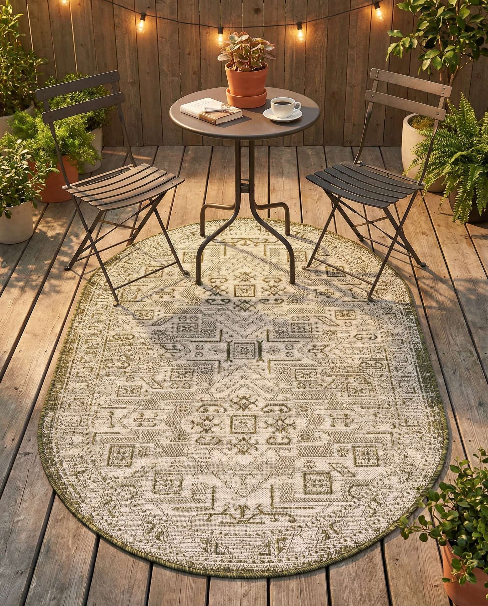 3' x 5' 3 Easy-Clean Aztec Indoor / Outdoor Oval Rug