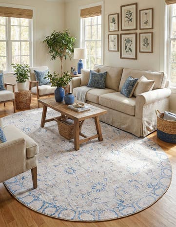 Beige Washable Timeless Oval Rug