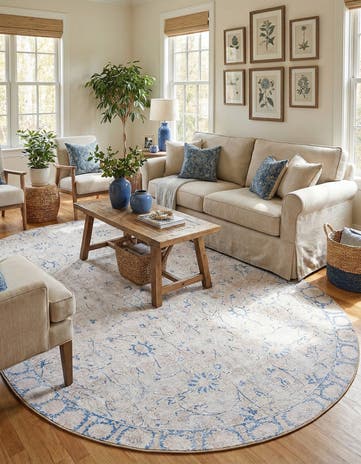 Beige Washable Timeless Oval Rug