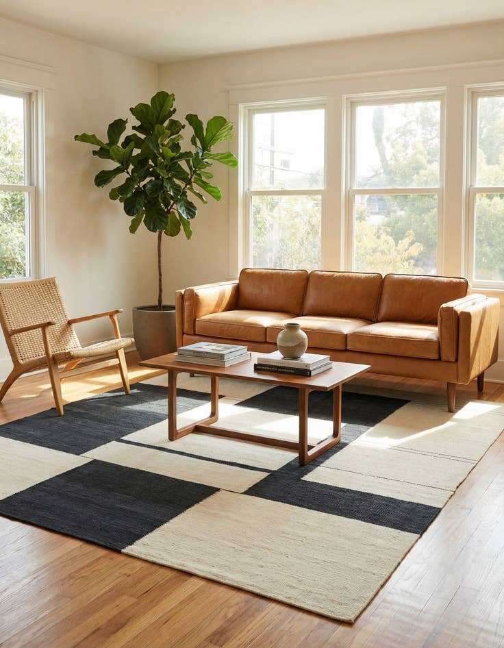 Detail image of 4' 3 x 5' 10  Hand Woven Kilim Modern Wool Rug