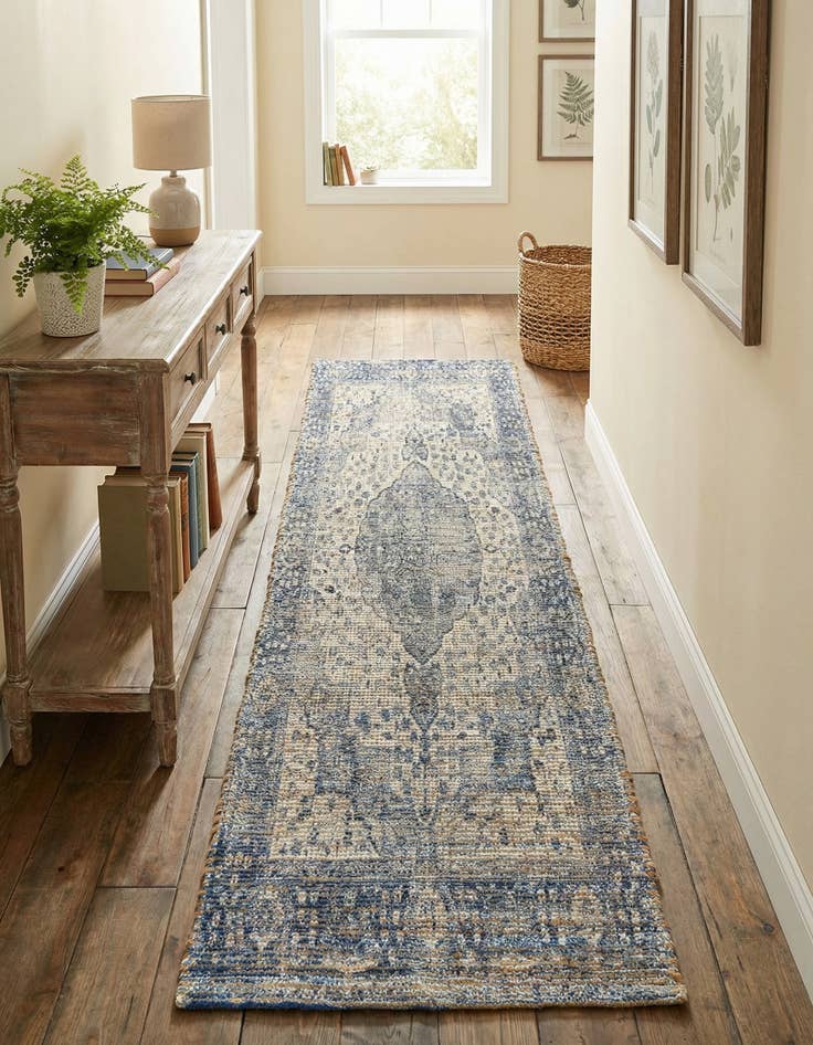 Detail image of 2' 2 x 8'  Hand Woven Chenille Jute Runner Rug