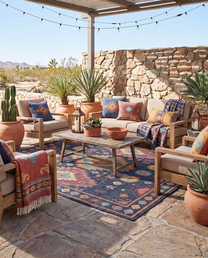 7' 10 x 7' 10 Easy-Clean Baja Indoor / Outdoor Square Rug