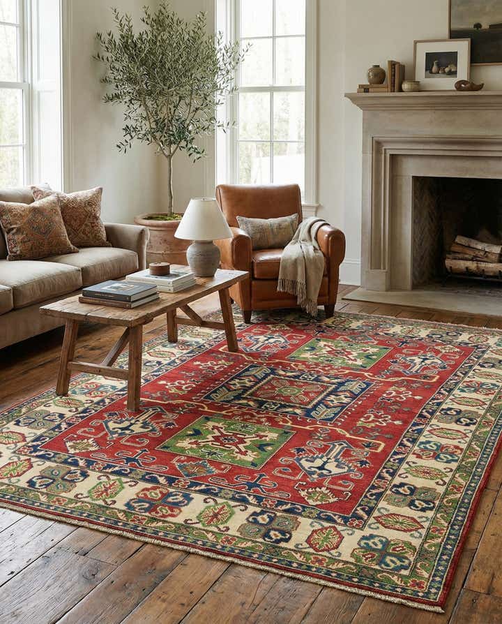 5' 7 x 7' 8 Hand Knotted Kazak Rug