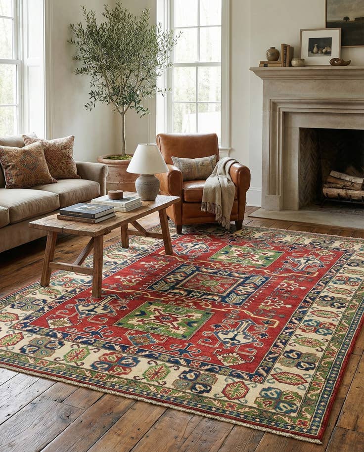 Detail image of 5' 7 x 7' 8 Hand Knotted Kazak Rug