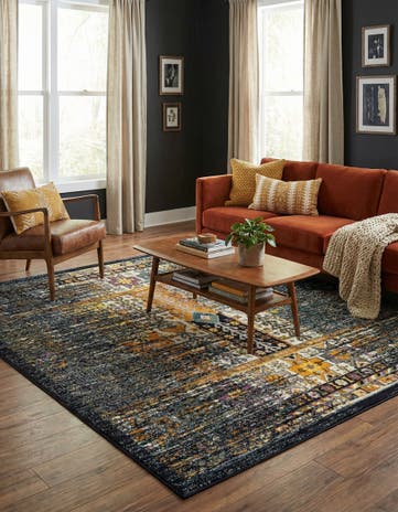 Navy Blue Madeline Square Rug