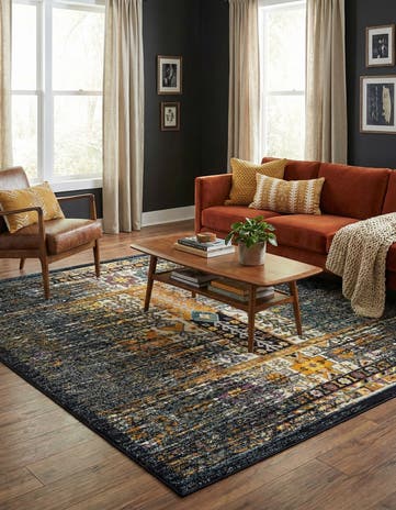 Navy Blue Madeline Square Rug