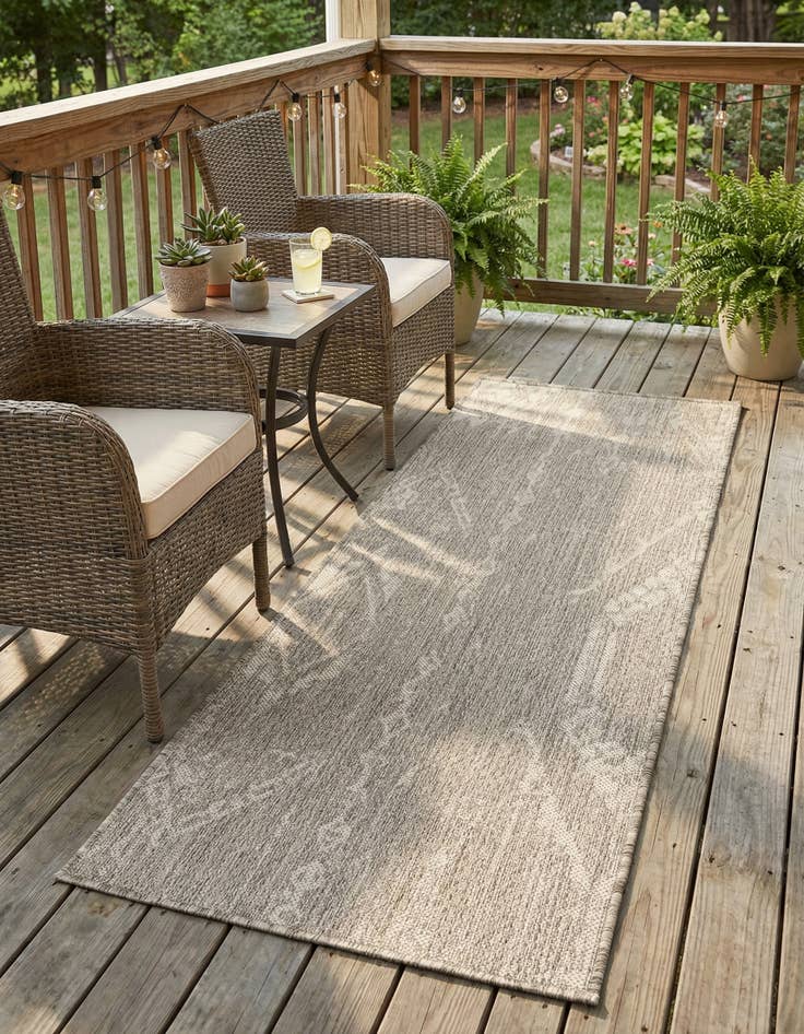 Detail image of 2' x 4'  Washable Bohemian Indoor / Outdoor Runner Rug