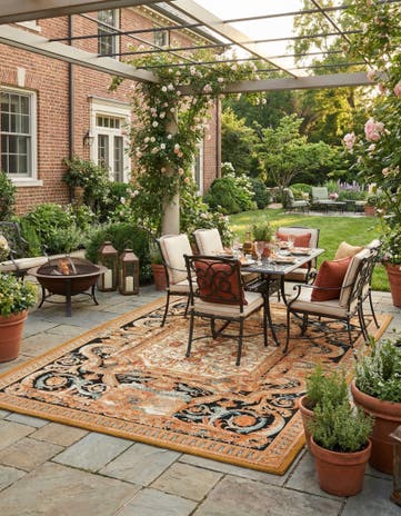 7' 10 x 10' Easy-Clean Traditional Indoor / Outdoor Rug