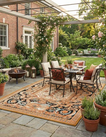 7' 10 x 10' Easy-Clean Traditional Indoor / Outdoor Rug