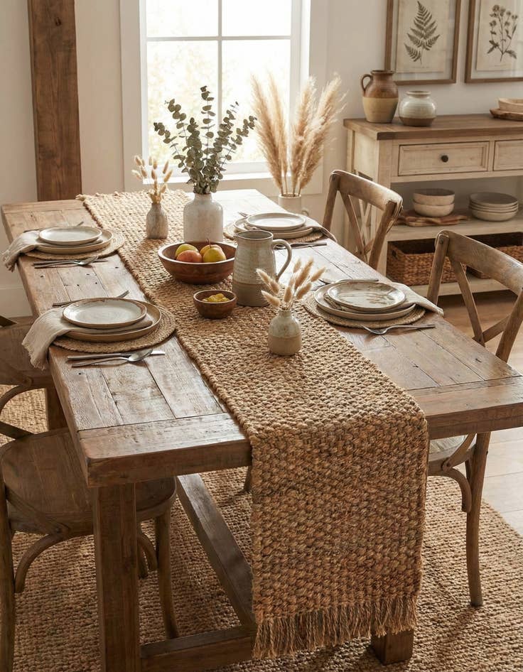 Detail image of  1' 2 x 10'  Hand Woven Chunky Jute Table Runner Rug