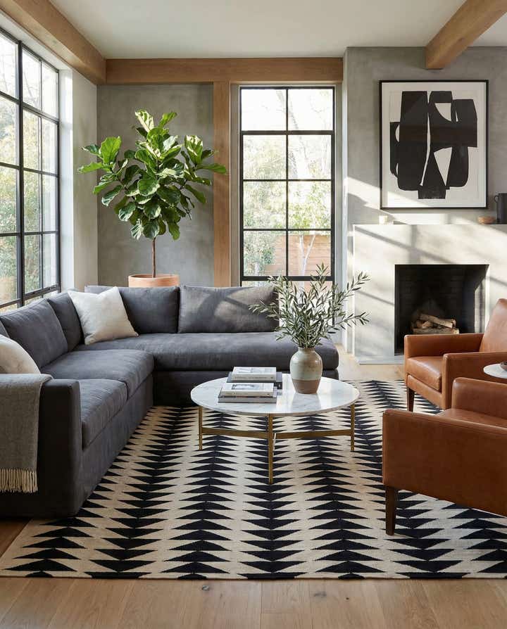 6' 8 x 9' 6 Hand Woven Kilim Modern Wool Rug