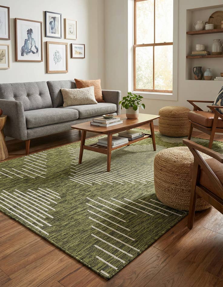 Detail image of  5' 3 x 8'  Washable Modern Indoor / Outdoor Rug