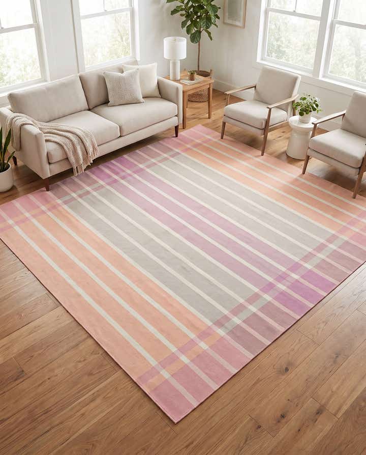 10' x 10' Easy-Clean Striped Indoor / Outdoor Square Rug