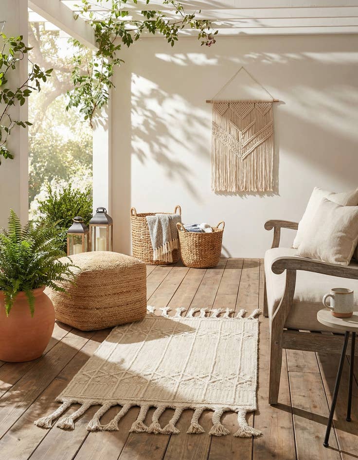 Detail image of 2' x 3' 1  Washable Eco Bohemian Indoor / Outdoor Rug