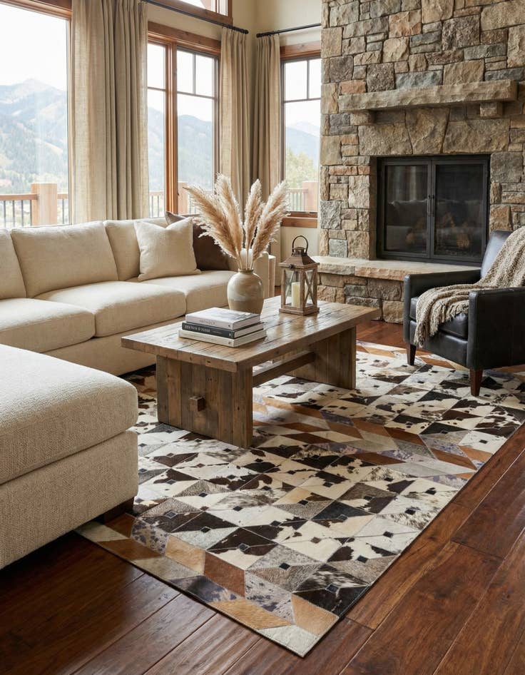 Detail image of 4' 8 x 6' 5 Cowhide Rug