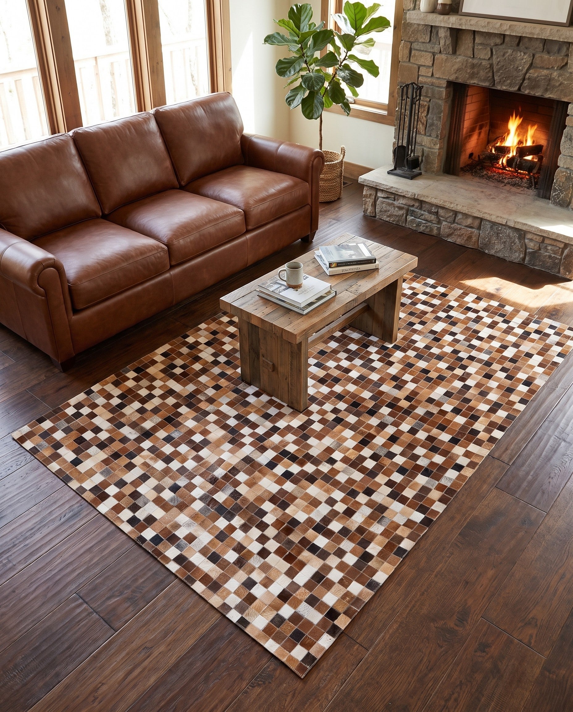 4' 7 x 6' 7 Cowhide Stocks Rug