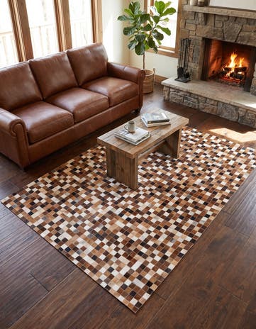 4' 7 x 6' 7 Cowhide Stocks Rug