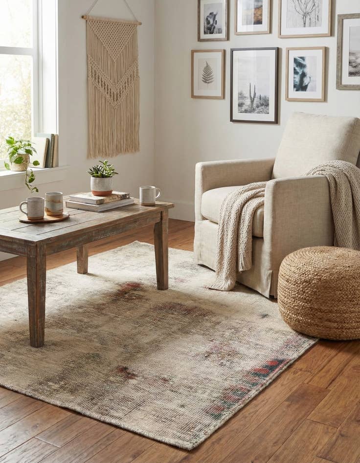 Detail image of 3' 2 x 3' 6  Hand Knotted Ultra Vintage Persian Wool Square Rug