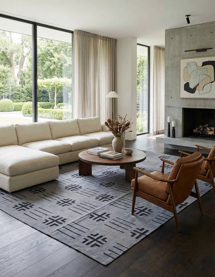 Detail image of 8' 5 x 9' 7  Hand Woven Kilim Modern Wool Rug