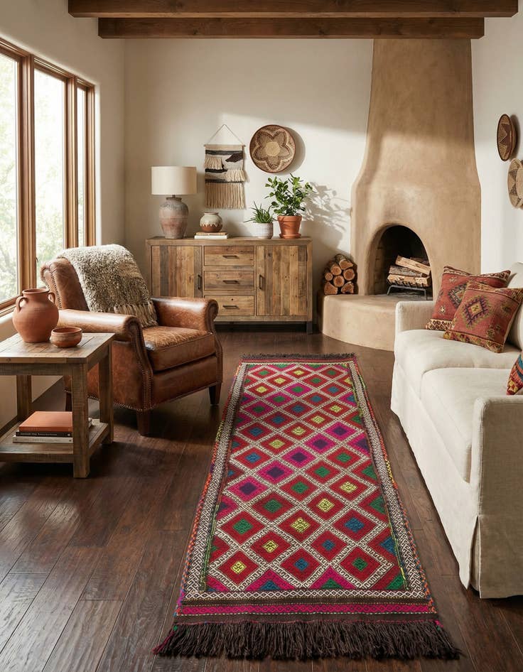 Detail image of 2' 6 x 9' 6  Hand Knotted Kilim Fars Persian Wool Runner Rug