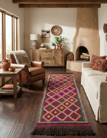 2' 6 x 9' 6 Hand Knotted Kilim Fars Persian Wool Runner Rug
