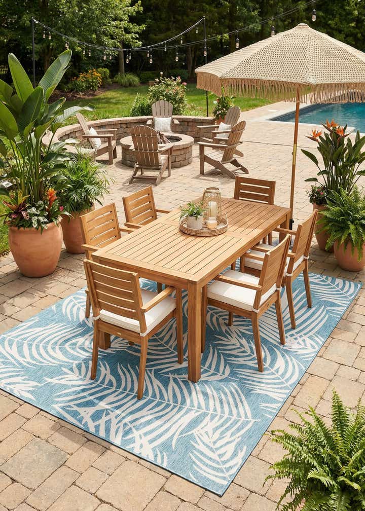 9' x 12' Easy-Clean Botanical Indoor / Outdoor Rug