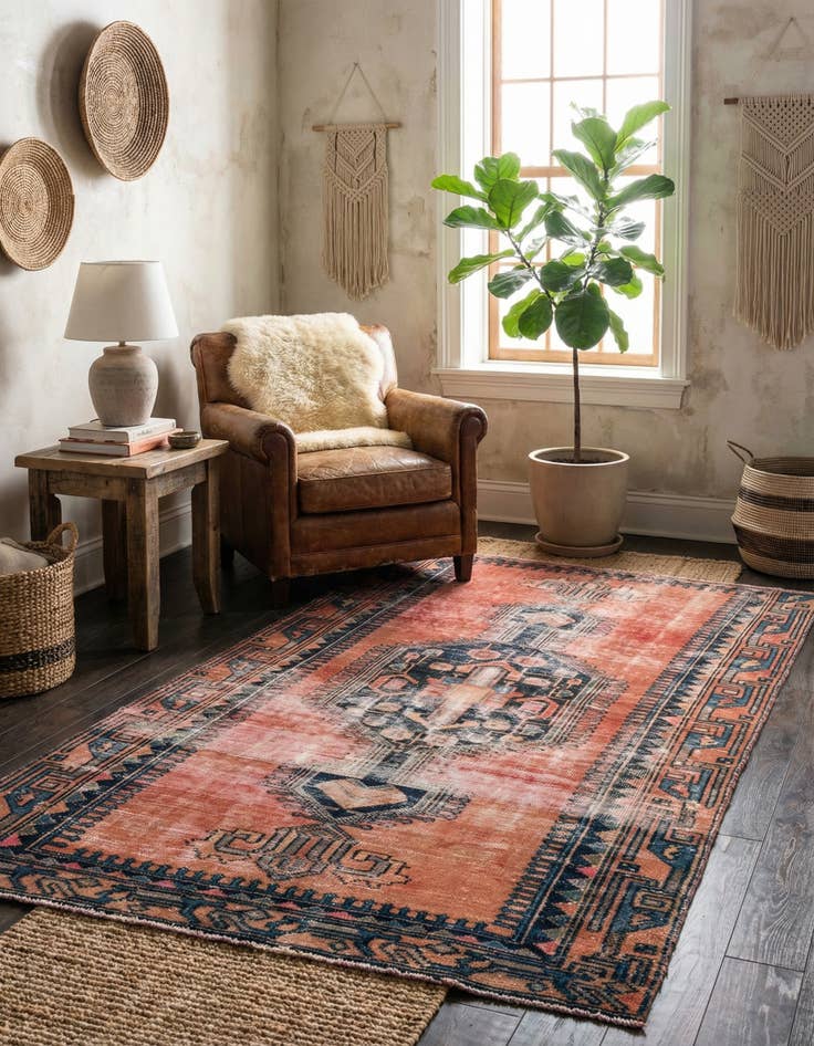 Detail image of 3' 8 x 6' 9  Hand Knotted Ultra Vintage Persian Wool Rug