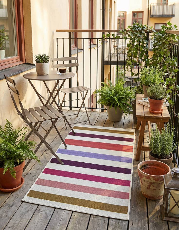 Detail image of 2' x 3'  Washable Striped Indoor / Outdoor Rug