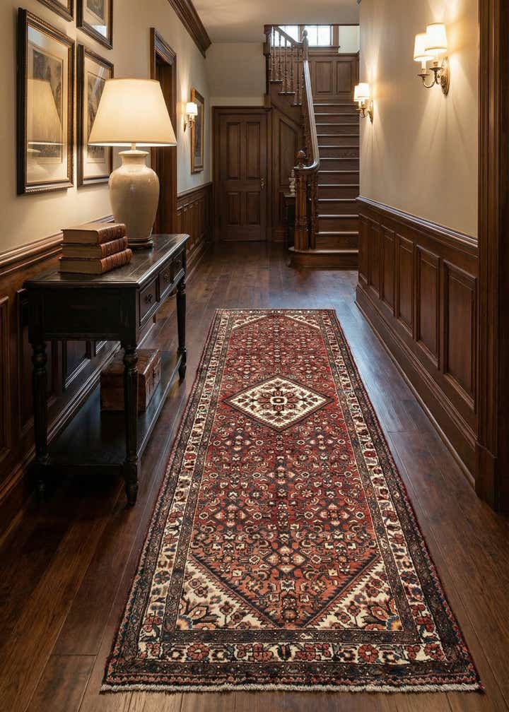 3' 10 x 9' 11 Hamedan Wool Runner Rug