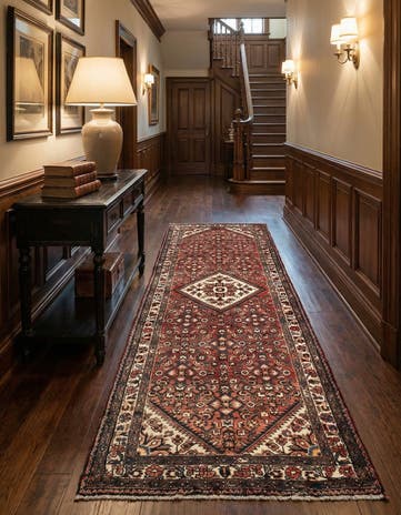 3' 10 x 9' 11 Hamedan Wool Runner Rug
