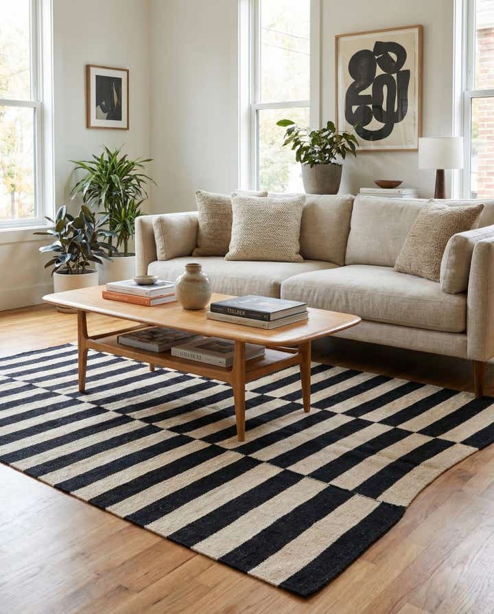 4' 2 x 5' 10 Hand Woven Kilim Modern Wool Rug