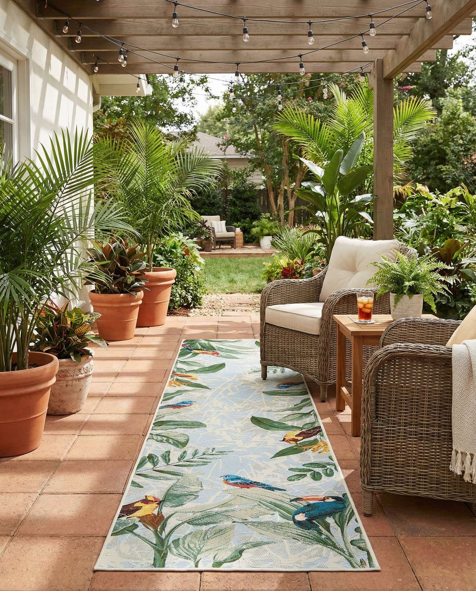 2' 7 x 12' Easy-Clean Botanical Indoor / Outdoor Runner Rug
