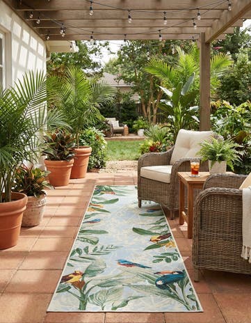 2' 7 x 12' Easy-Clean Botanical Indoor / Outdoor Runner Rug