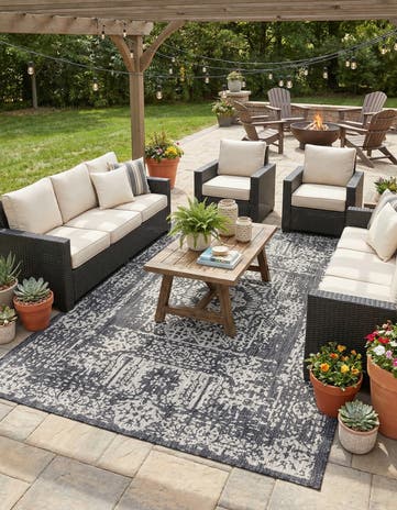7' 10 x 11' Easy-Clean Traditional Indoor / Outdoor Rug