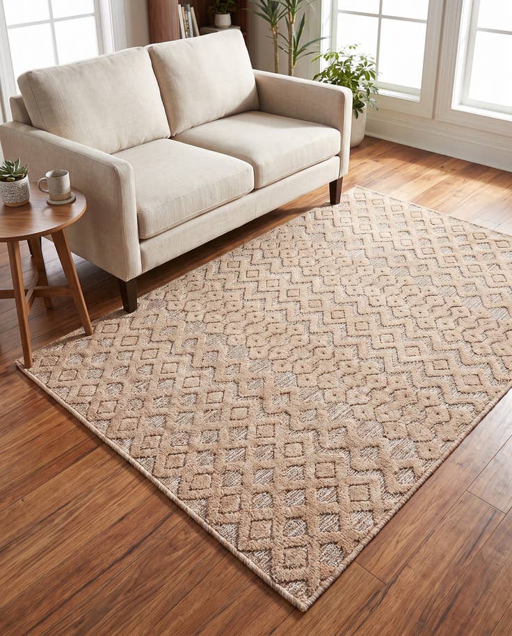 Detail image of 4' x 6' Easy-Clean Trellis Textured Indoor / Outdoor Rug