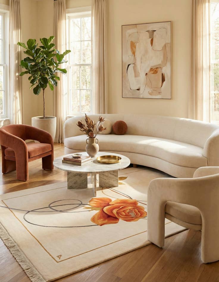 Detail image of 6' 8 x 10'  Hand Knotted Darya Wool Rug