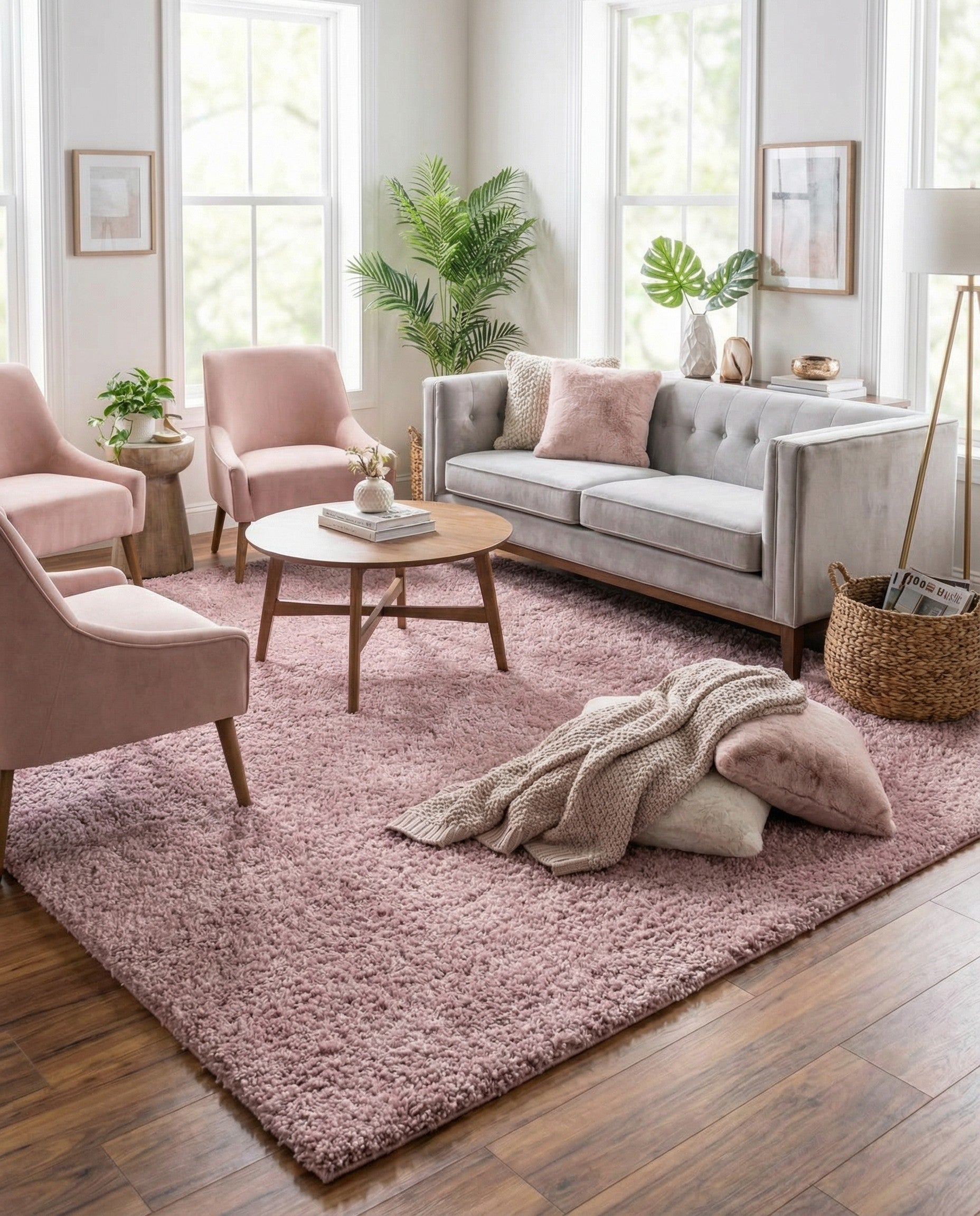  7' 10 x 7' 10 Soft Solid Shag Square Rug