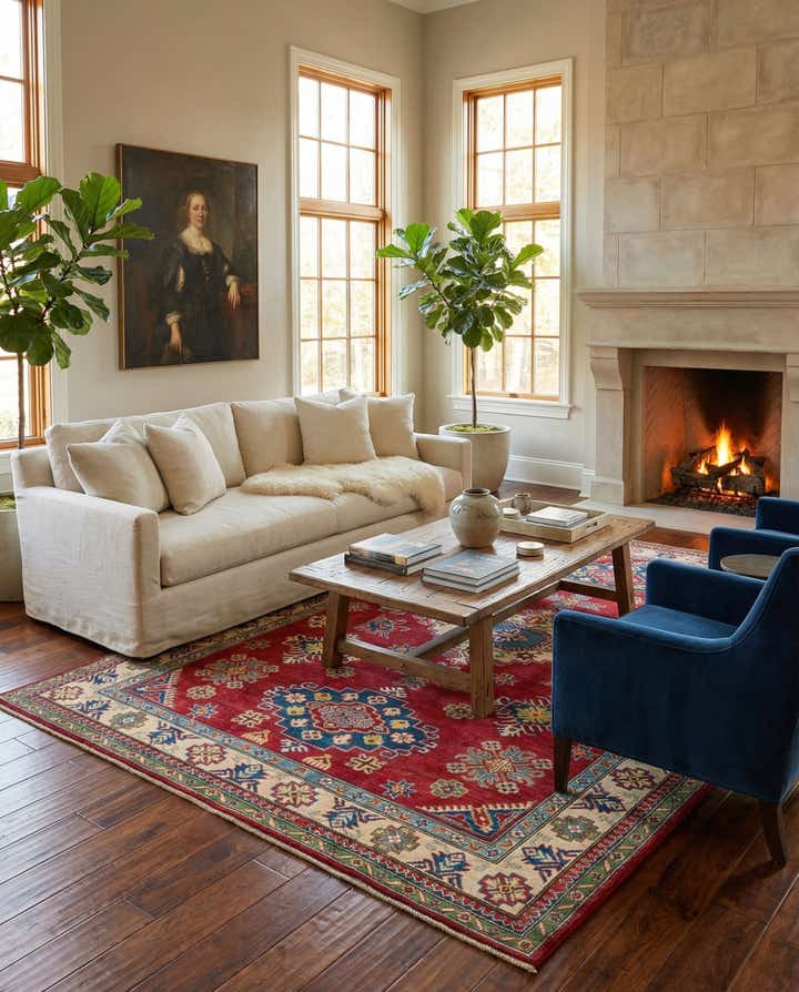 6' 4 x 9' 7 Hand Knotted Kazak Rug