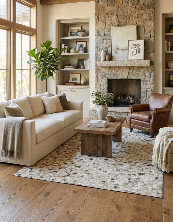 Detail image of  4' 10 x 7' 11 Cowhide - Patchwork Rug