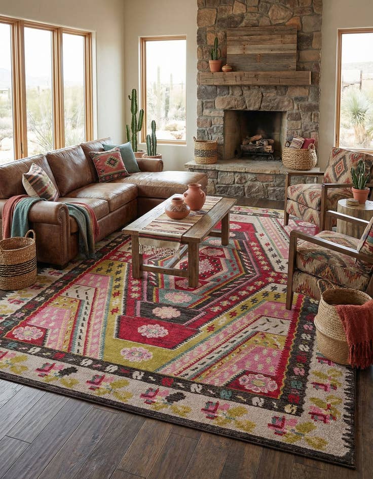 Detail image of 10' 6 x 16' 5  Washable Santa Fe Rug