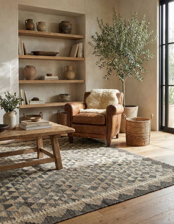 Detail image of 5' 1 x 6' 6  Hand Woven Kilim Maymana Wool Rug