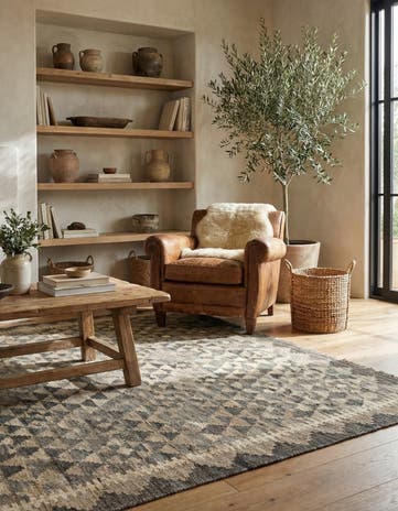 5' 1 x 6' 6 Hand Woven Kilim Maymana Wool Rug